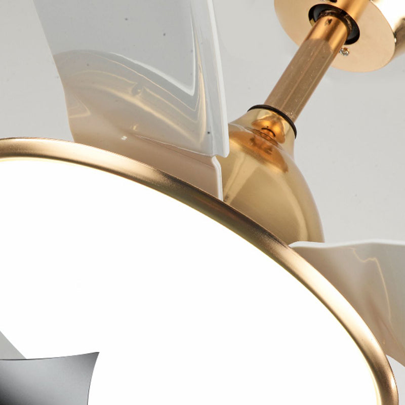 Kids Style Round Ceiling Fan Light Metal 1 Light LED Flush Light for Bedroom