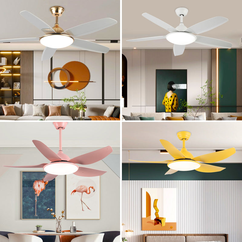 Kids Style Round Ceiling Fan Light Metal 1 Light LED Flush Light for Bedroom