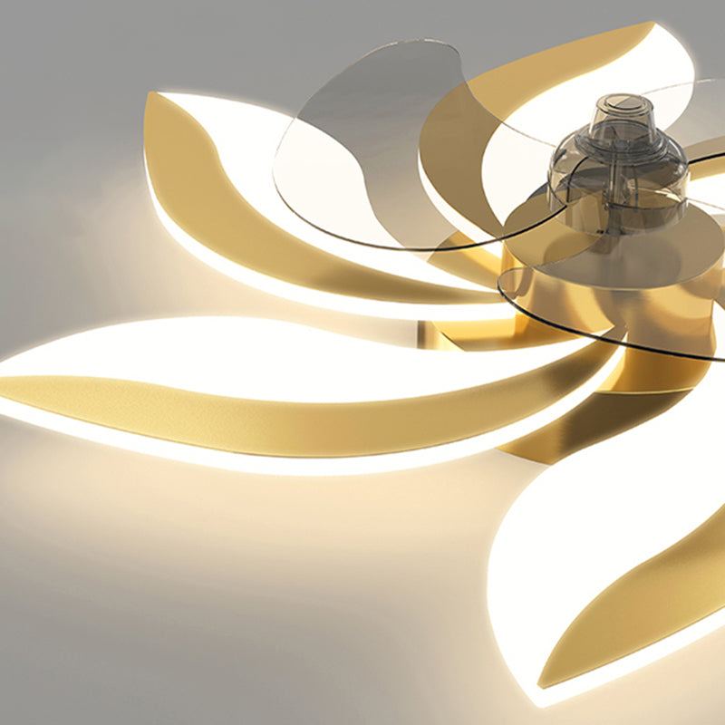 Kids Style Geometry Ceiling Fan Lights Metal LED Flush Lights for Bedroom in Gold Finish