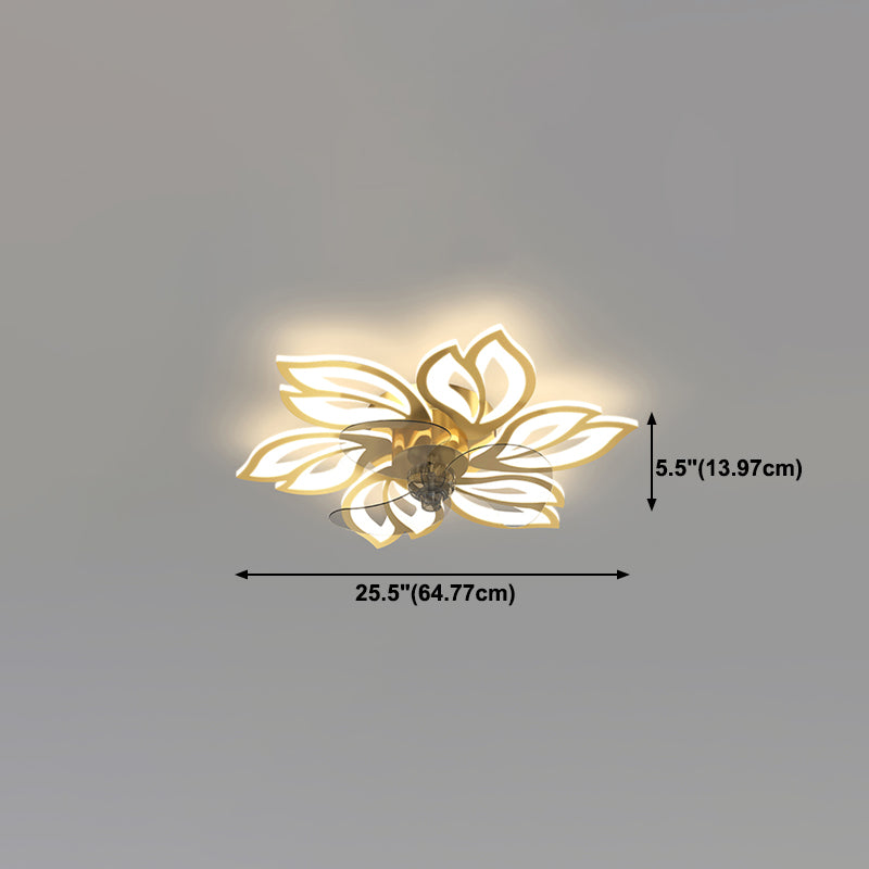 Kids Style Geometry Ceiling Fan Lights Metal LED Flush Lights for Bedroom in Gold Finish