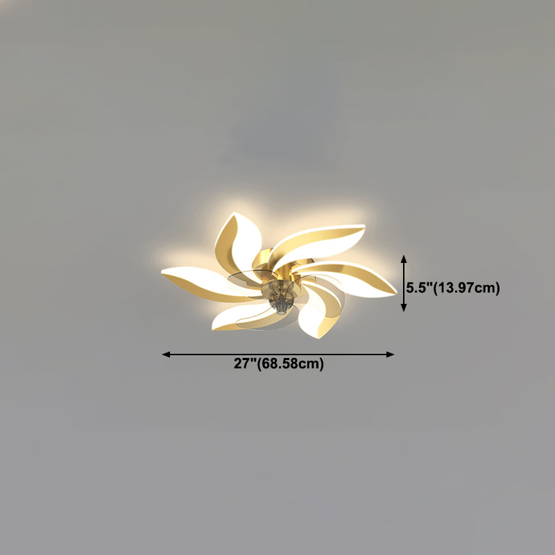 Kids Style Geometry Ceiling Fan Lights Metal LED Flush Lights for Bedroom in Gold Finish