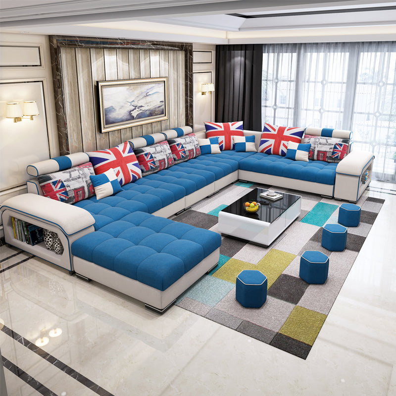 141.73"D x 94.5"W x 33.46"H Pillowed Back Cushions Sectionals with Storage