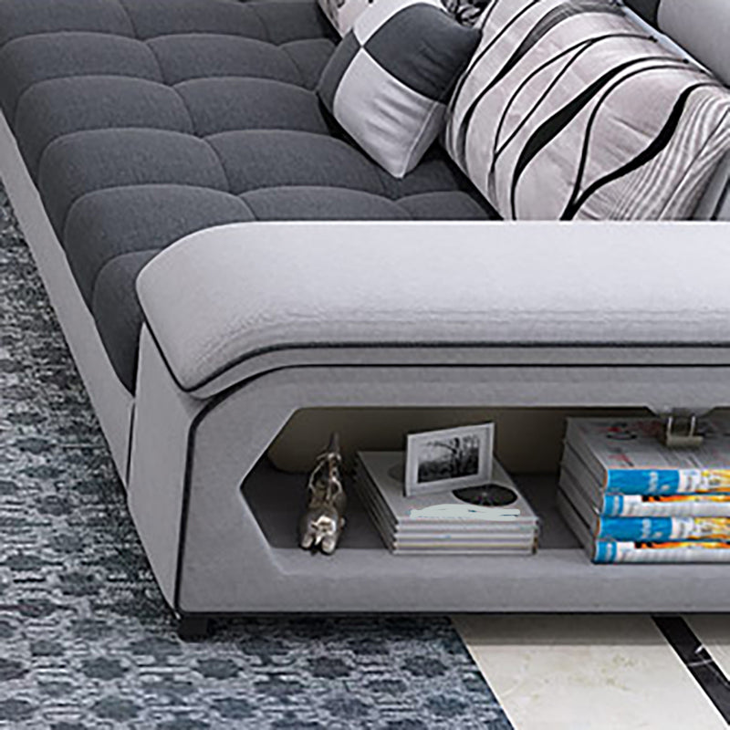 141.73"D x 94.5"W x 33.46"H Pillowed Back Cushions Sectionals with Storage