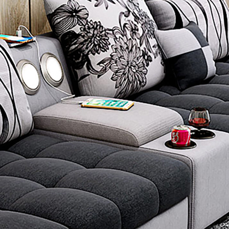 141.73"D x 94.5"W x 33.46"H Pillowed Back Cushions Sectionals with Storage