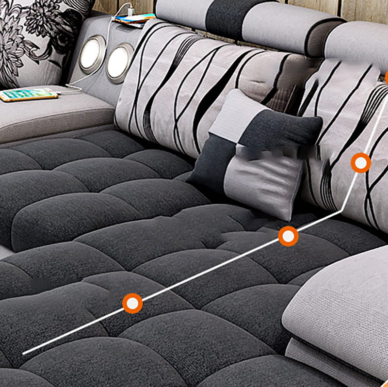 141.73"D x 94.5"W x 33.46"H Pillowed Back Cushions Sectionals with Storage