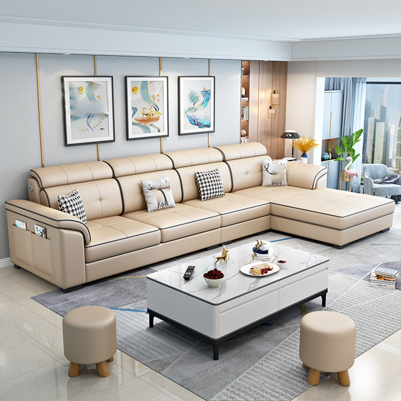 Faux Leather/Cotton Blend L-Shape Right Hand Facing Sectional Sofa Set