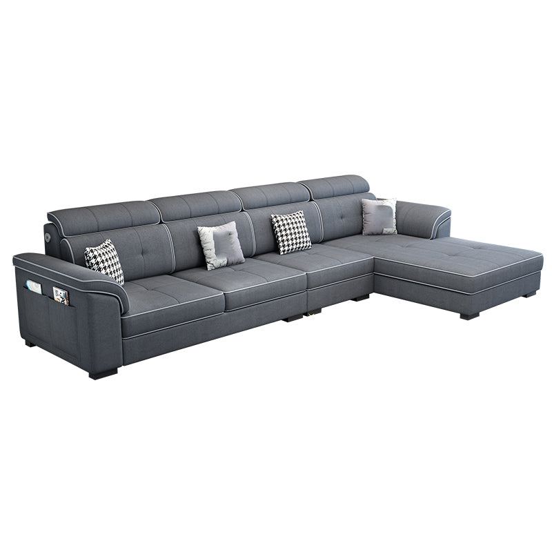 Faux Leather/Cotton Blend L-Shape Right Hand Facing Sectional Sofa Set