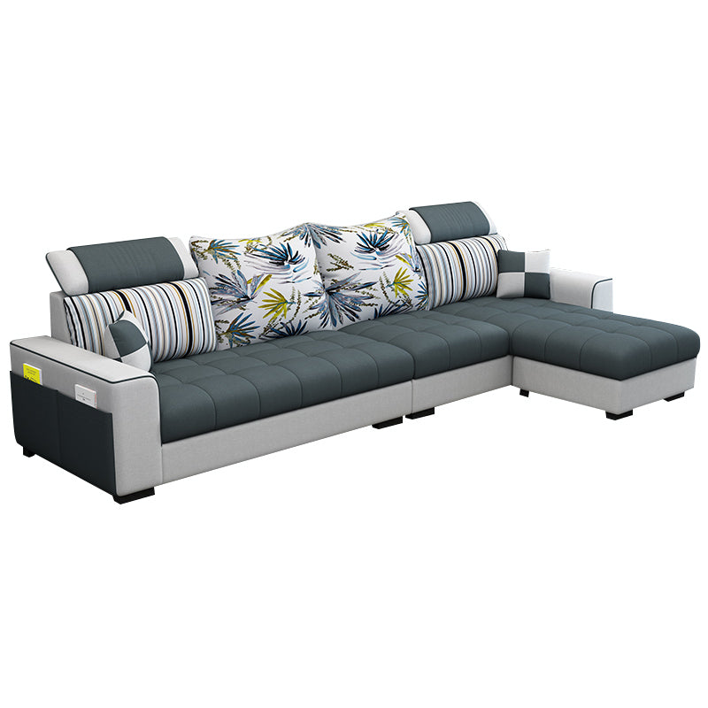 106.3"D x 57"W x 35.43"H Square Arm Sectionals, Modern High Back Sofa with Storage