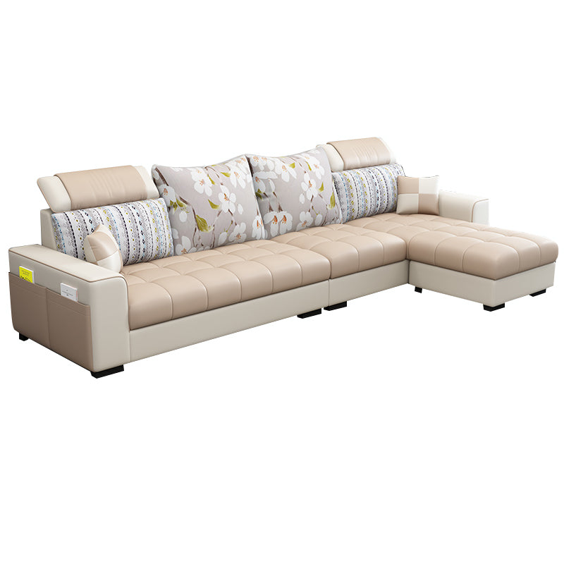 106.3"D x 57"W x 35.43"H Square Arm Sectionals, Modern High Back Sofa with Storage