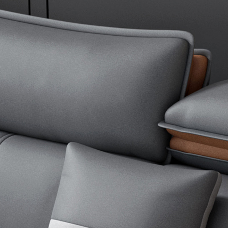 Faux Leather Pillow Top Arm Sectional with Adjustable Pillowed Back Cushions