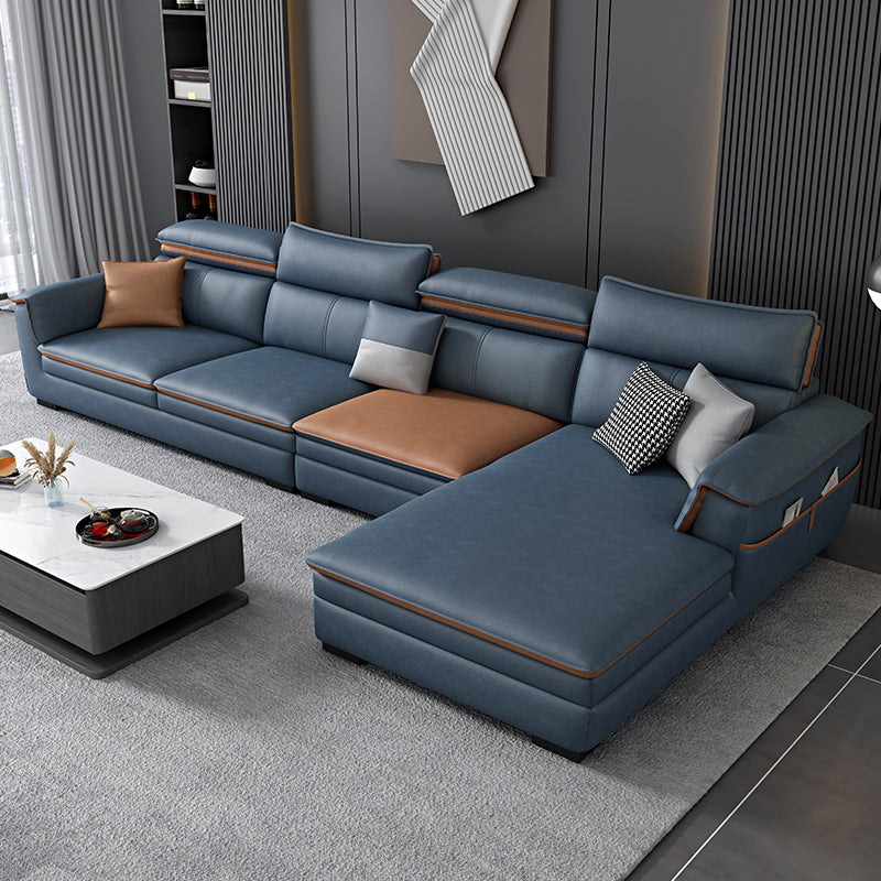 Faux Leather Pillow Top Arm Sectional with Adjustable Pillowed Back Cushions