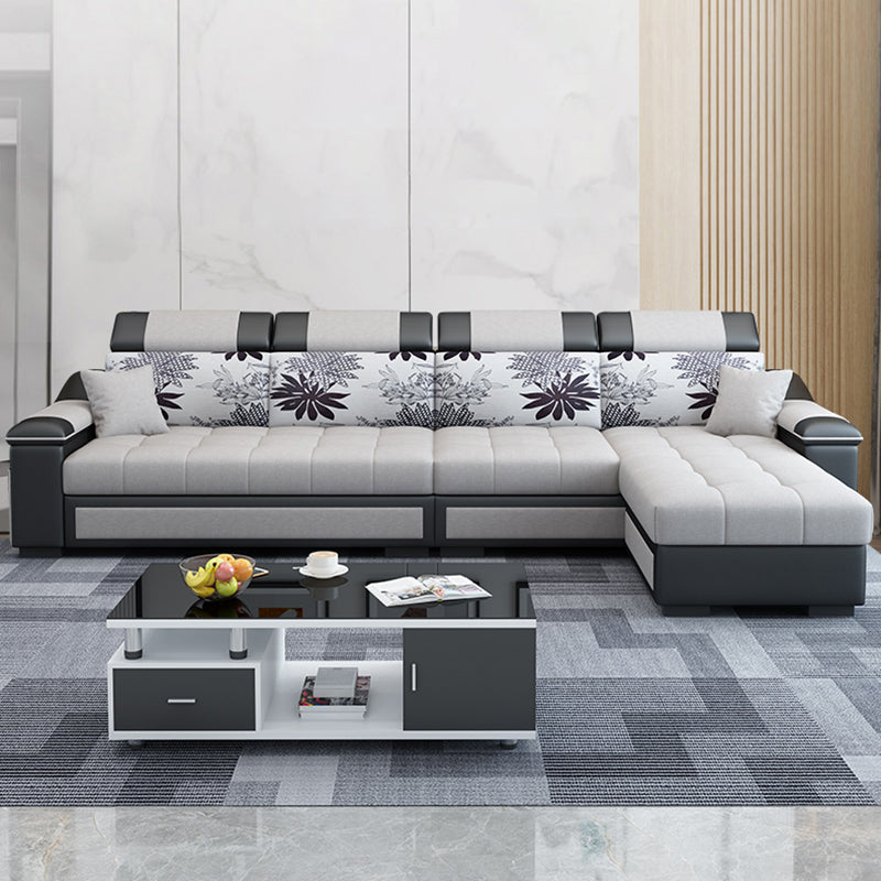 106.3"D x 57"W x 35.43"H Sloped Arm Sectionals, Modern High Back Sofa with Storage
