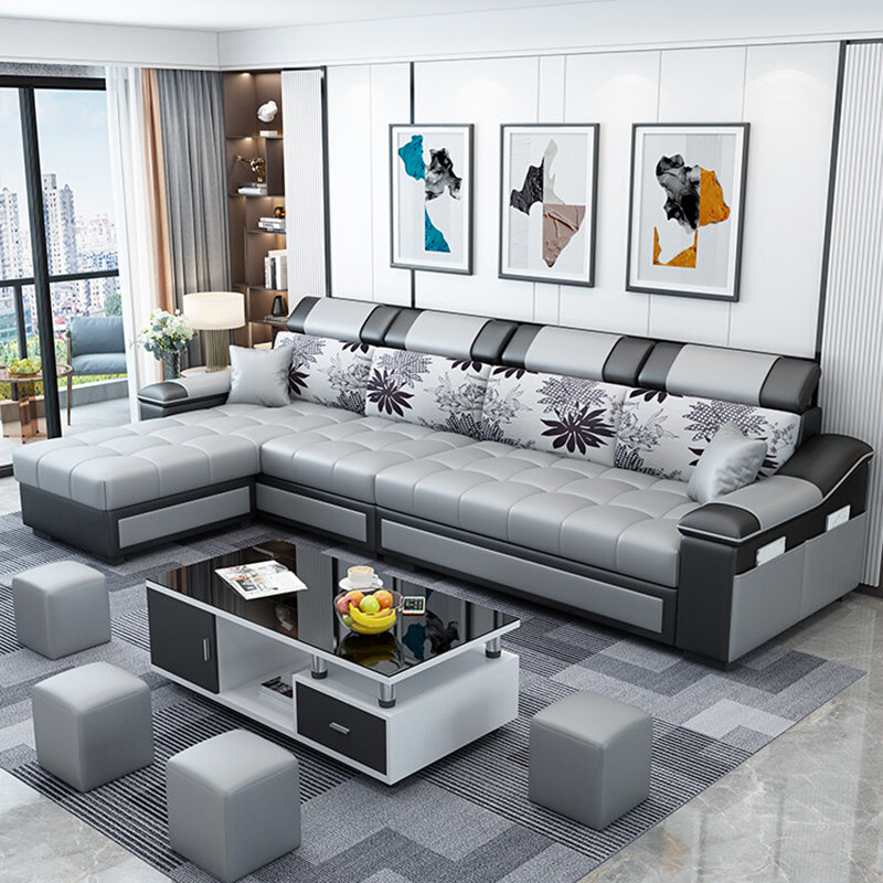 106.3"D x 57"W x 35.43"H Sloped Arm Sectionals, Modern High Back Sofa with Storage
