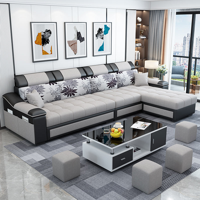 106.3"D x 57"W x 35.43"H Sloped Arm Sectionals, Modern High Back Sofa with Storage