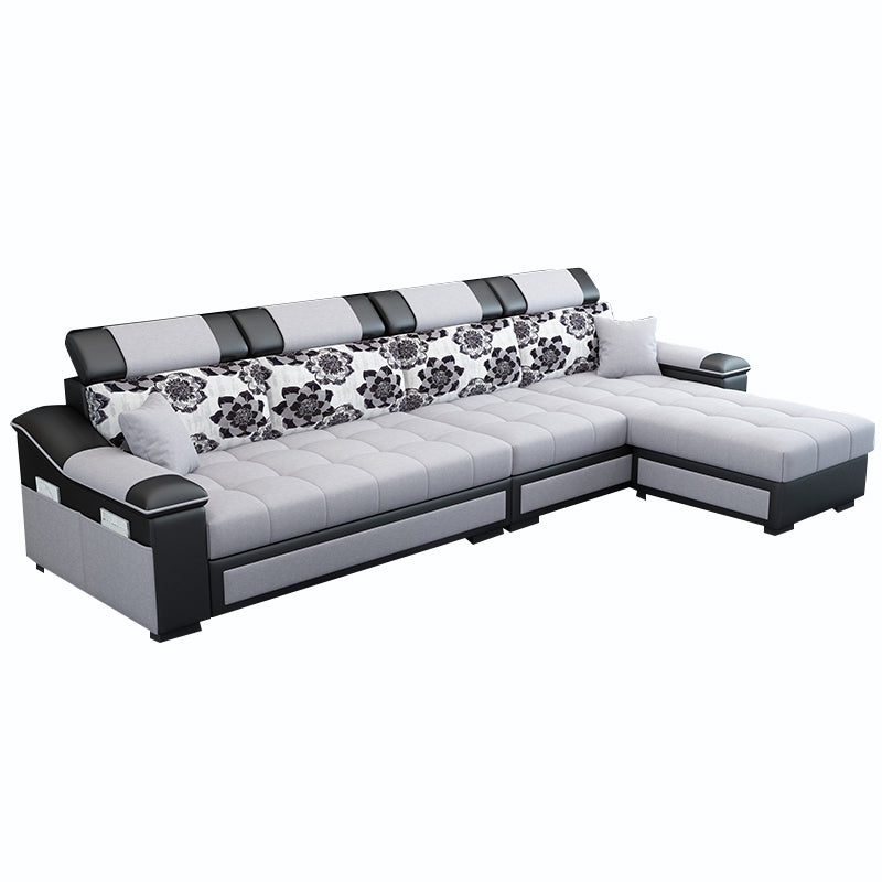 106.3"D x 57"W x 35.43"H Sloped Arm Sectionals, Modern High Back Sofa with Storage