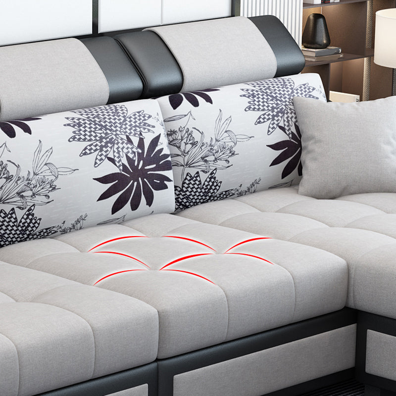 106.3"D x 57"W x 35.43"H Sloped Arm Sectionals, Modern High Back Sofa with Storage
