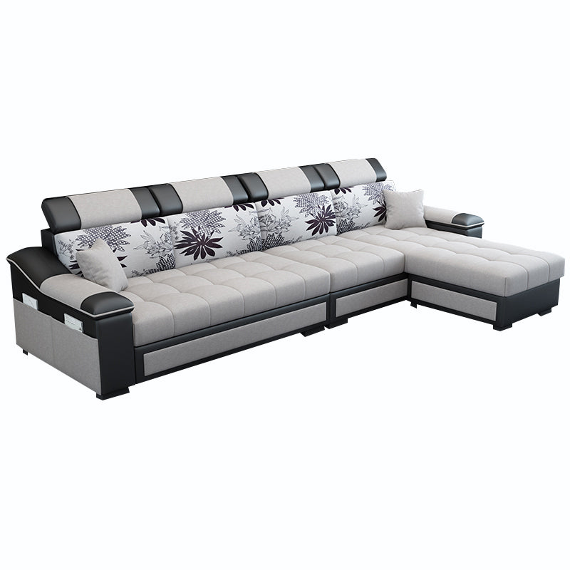 106.3"D x 57"W x 35.43"H Sloped Arm Sectionals, Modern High Back Sofa with Storage
