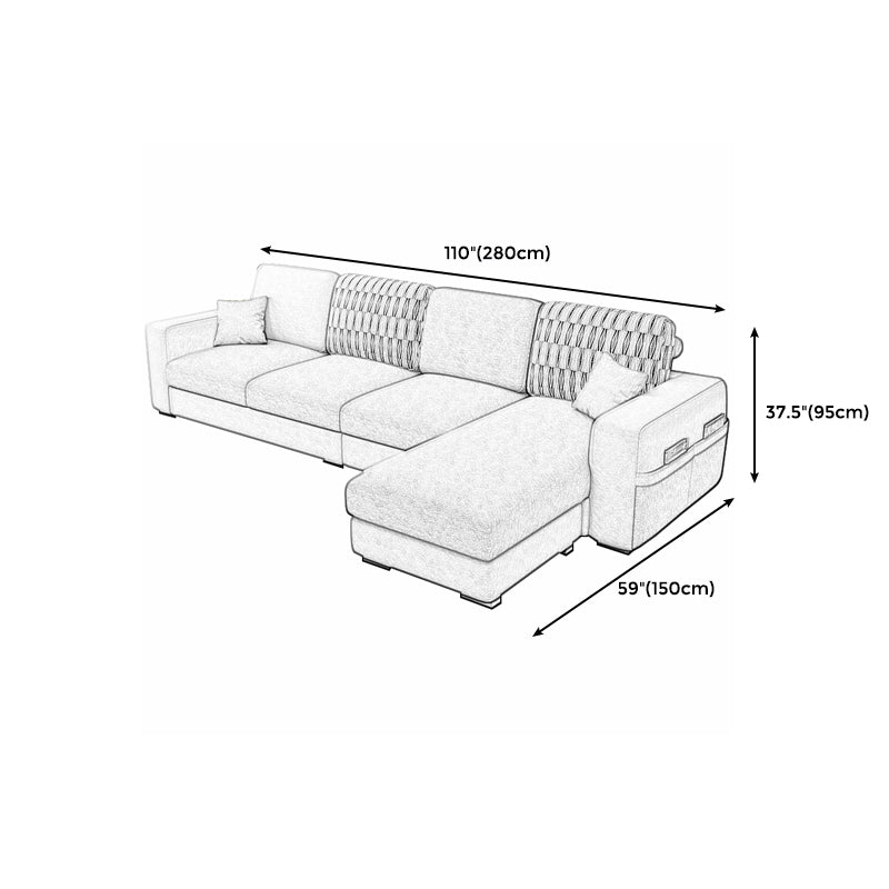 110.24"D x 59.1"W x 37.4"H Pillow Top Arm Sectionals, Modern High Back Sofa with Storage