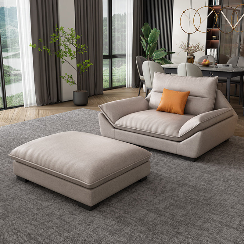 Flared Arm Beige Sectional Sofa with Chaise Pillowed Back Cushions Couch Sectional