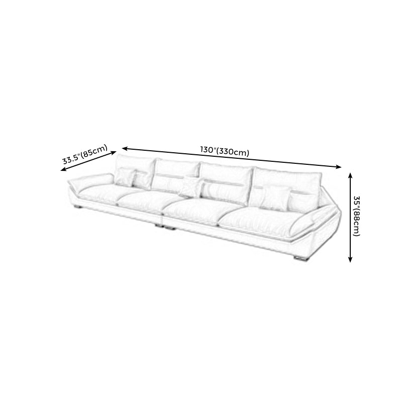 Flared Arm Beige Sectional Sofa with Chaise Pillowed Back Cushions Couch Sectional