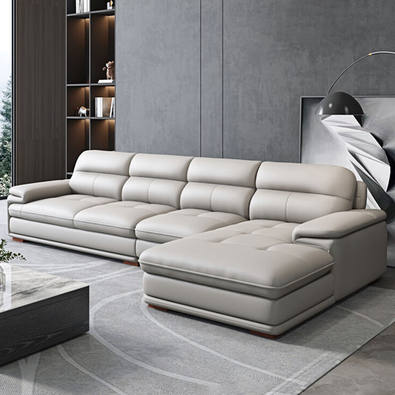 Beige Contemporary Sofa/Sectional with Genuine Leather and Leather