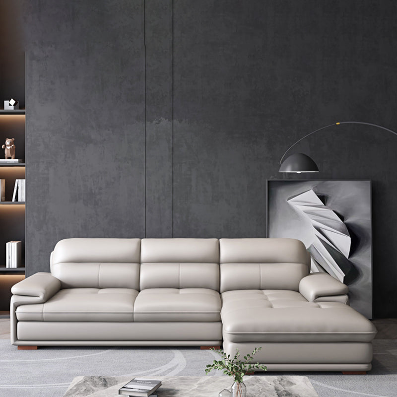 Beige Contemporary Sofa/Sectional with Genuine Leather and Leather