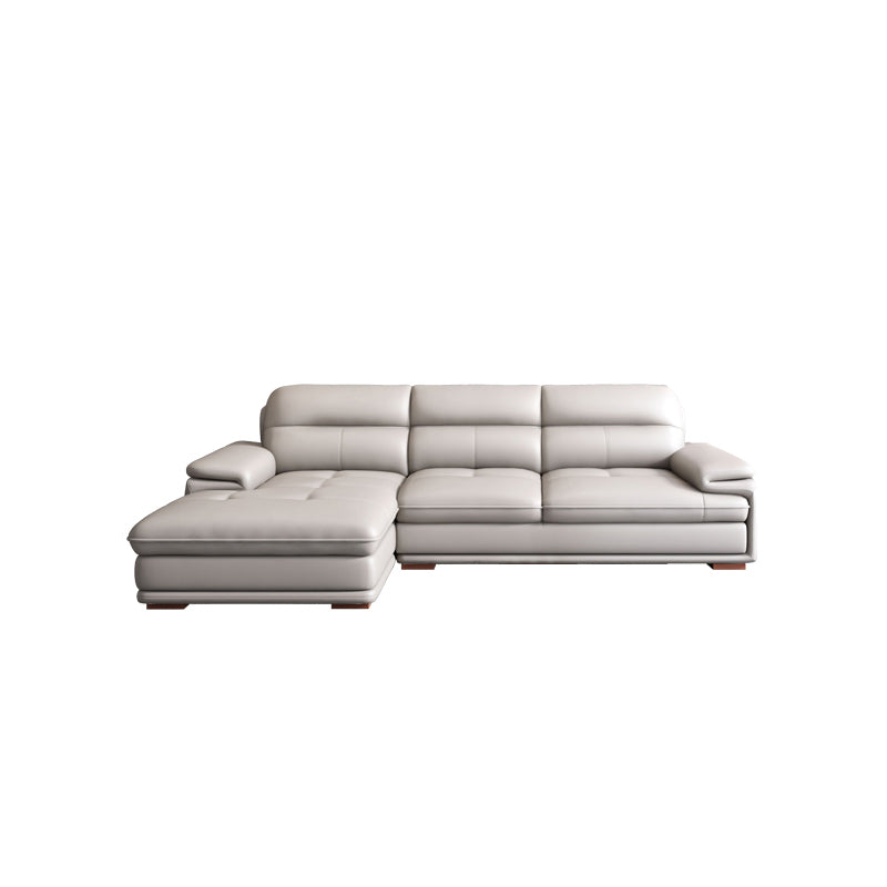 Beige Contemporary Sofa/Sectional with Genuine Leather and Leather