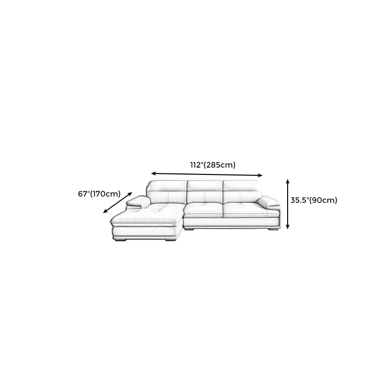 Beige Contemporary Sofa/Sectional with Genuine Leather and Leather