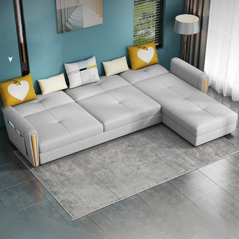 Contemporary Tight Back Sectional Gray Square Arm Sofa and Chaise