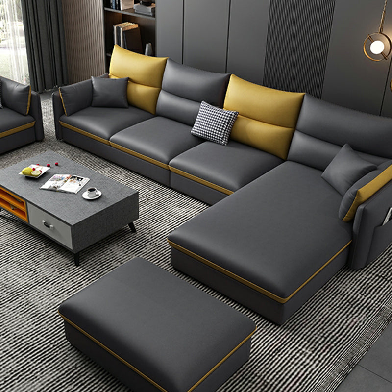 Modern Pillow Top Arm Sectional with Removable Cushions for Living Room