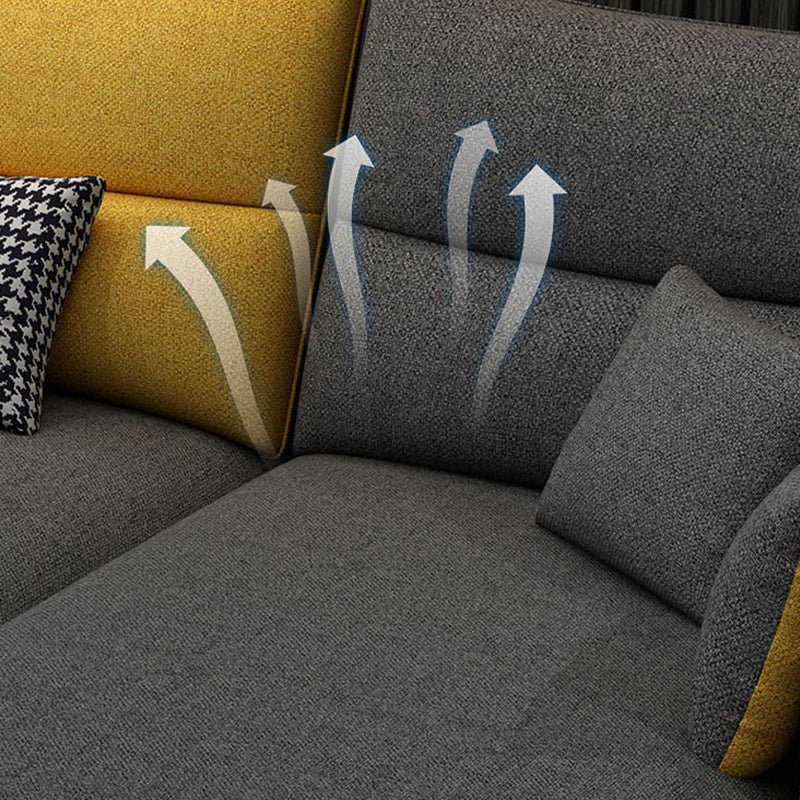 Modern Pillow Top Arm Sectional with Removable Cushions for Living Room