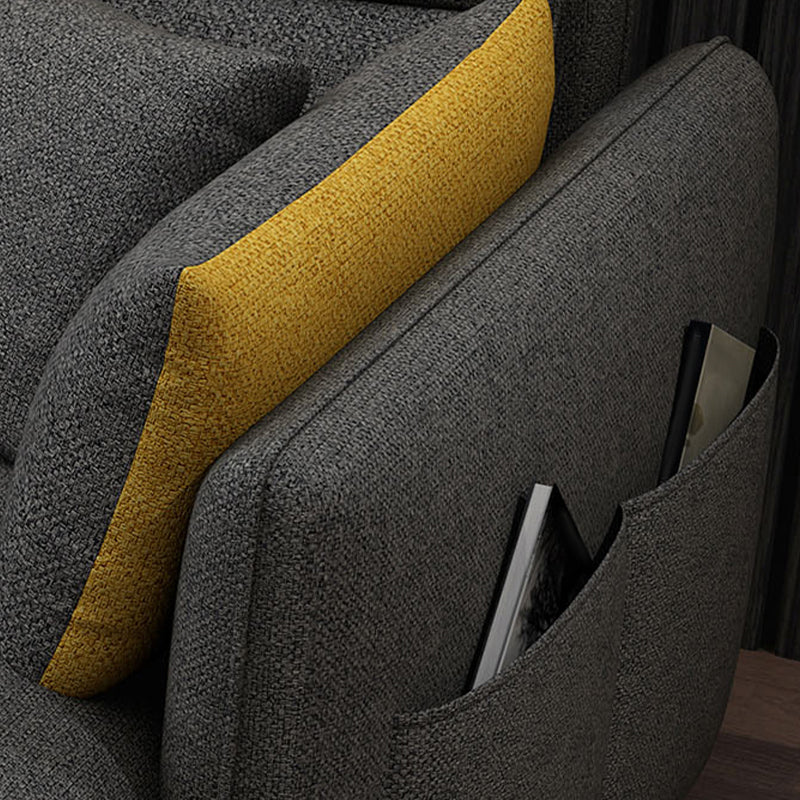 Modern Pillow Top Arm Sectional with Removable Cushions for Living Room