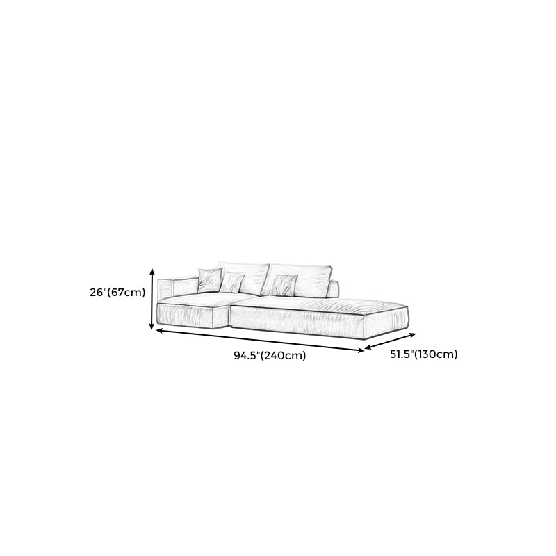 Simple Light-grey Sofa/Sectional with Faux Leather and Pillowed Back Cushions