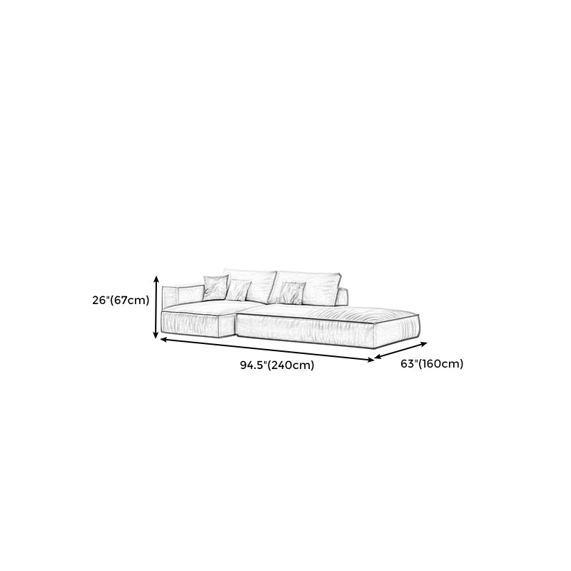 Simple Light-grey Sofa/Sectional with Faux Leather and Pillowed Back Cushions