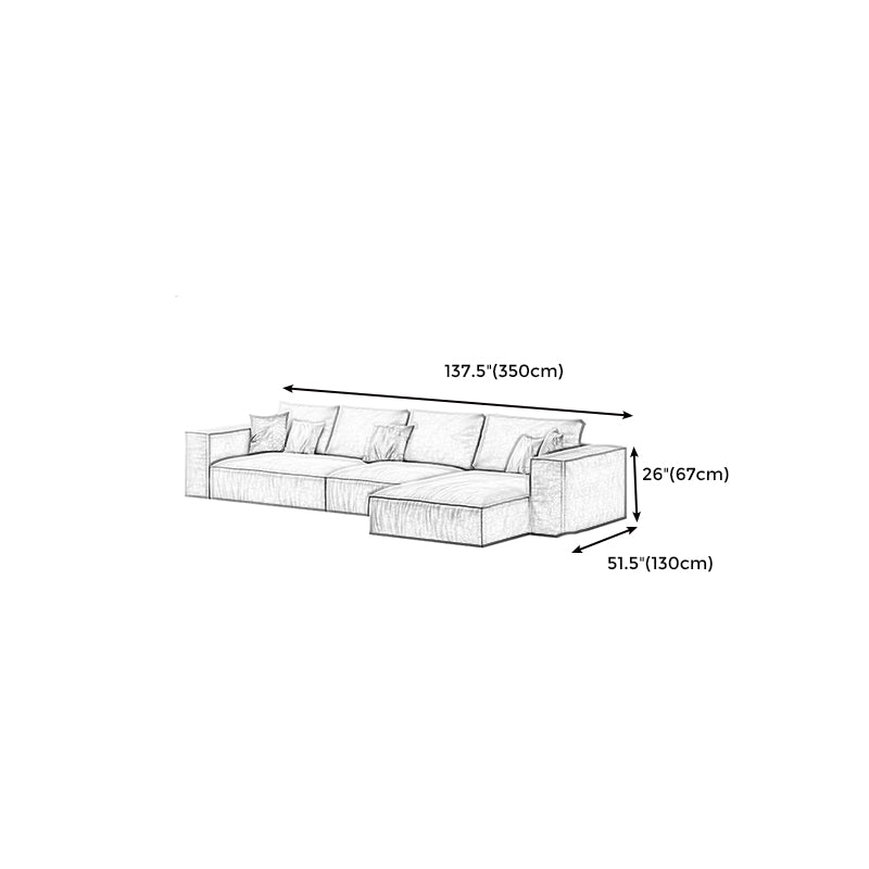 Simple Light-grey Sofa/Sectional with Faux Leather and Pillowed Back Cushions