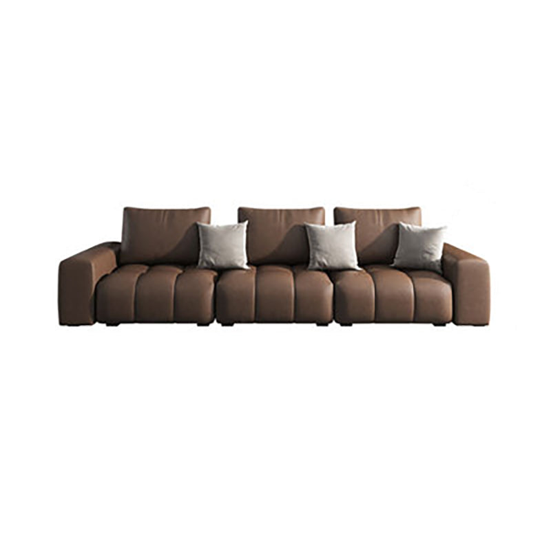 American Traditional Faux Square Arm Sectionals 37.4"High Leather Cushions Sofa,Dark Brown