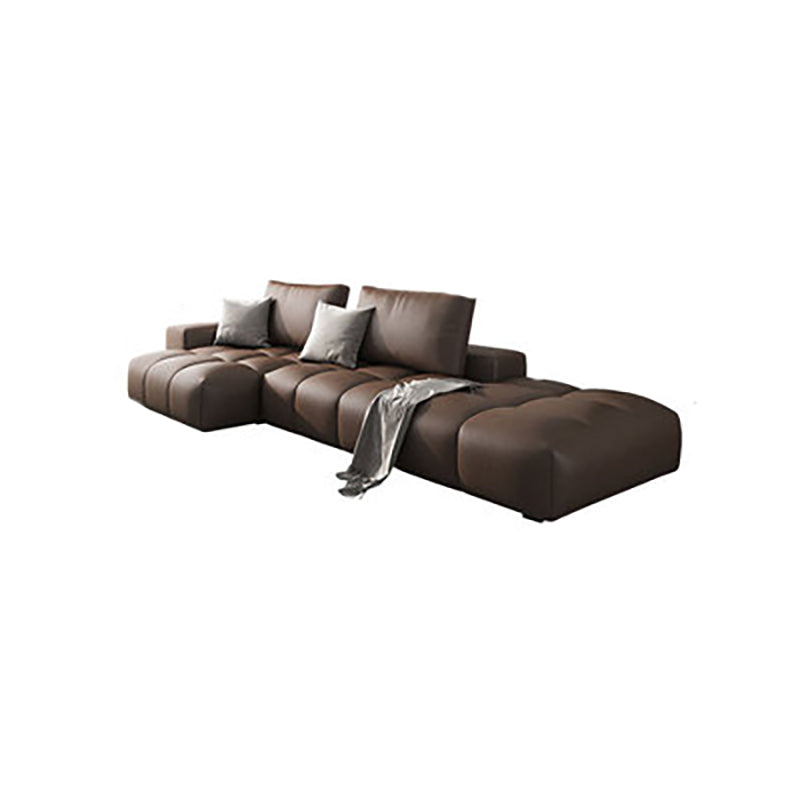 American Traditional Faux Square Arm Sectionals 37.4"High Leather Cushions Sofa,Dark Brown