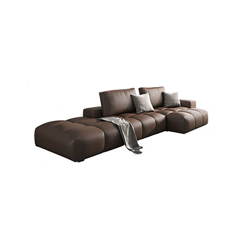 American Traditional Faux Square Arm Sectionals 37.4"High Leather Cushions Sofa,Dark Brown