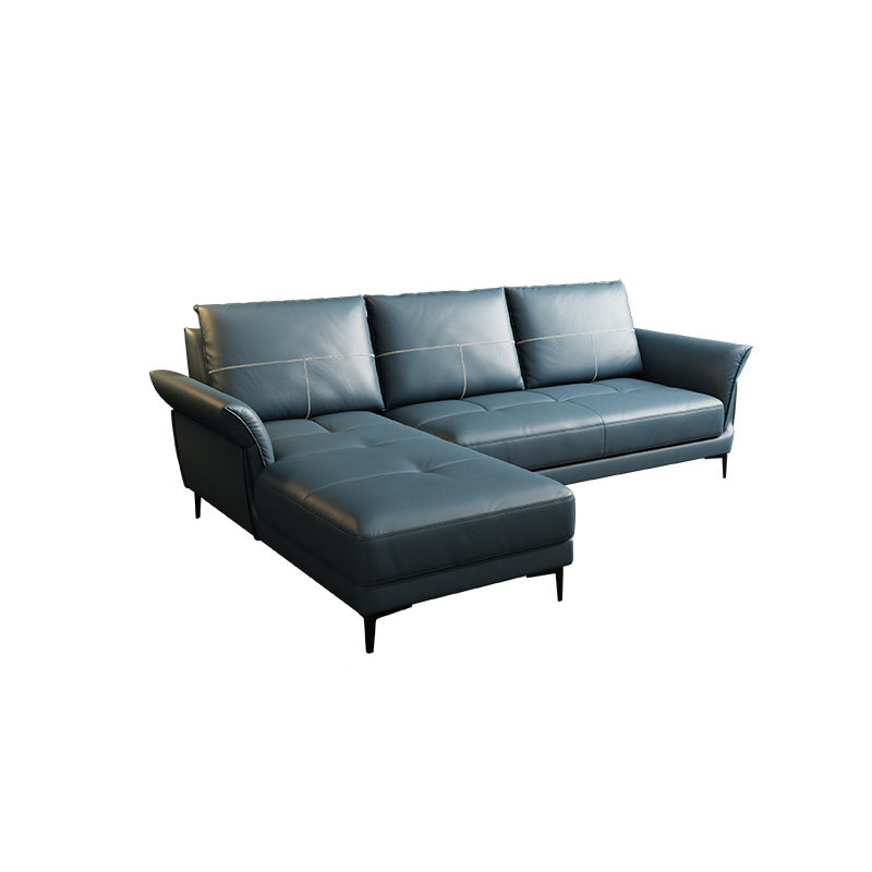 Azure Cushion Back Modern Living Room L-Shape Stationary Sofa & Chaise