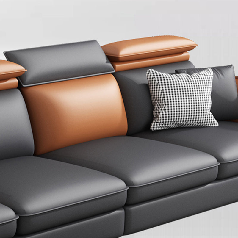 Faux Leather Square Arm Sofa/Sectional with Pillowed Back Cushions, Stain Resistan