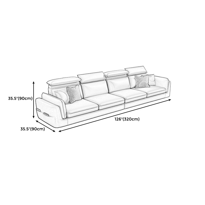 Faux Leather Square Arm Sofa/Sectional with Pillowed Back Cushions, Stain Resistan