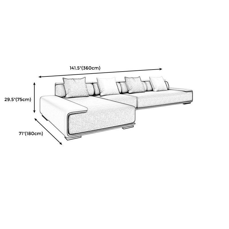 141.73"D x 70.87"W x 29.53"H Contemporary Square Arm Pillowed Back Cushions Sectionals