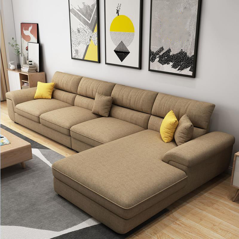 Modern Reversible Chaise 137" Sectionals with Pillows Flared Arm for Living Room