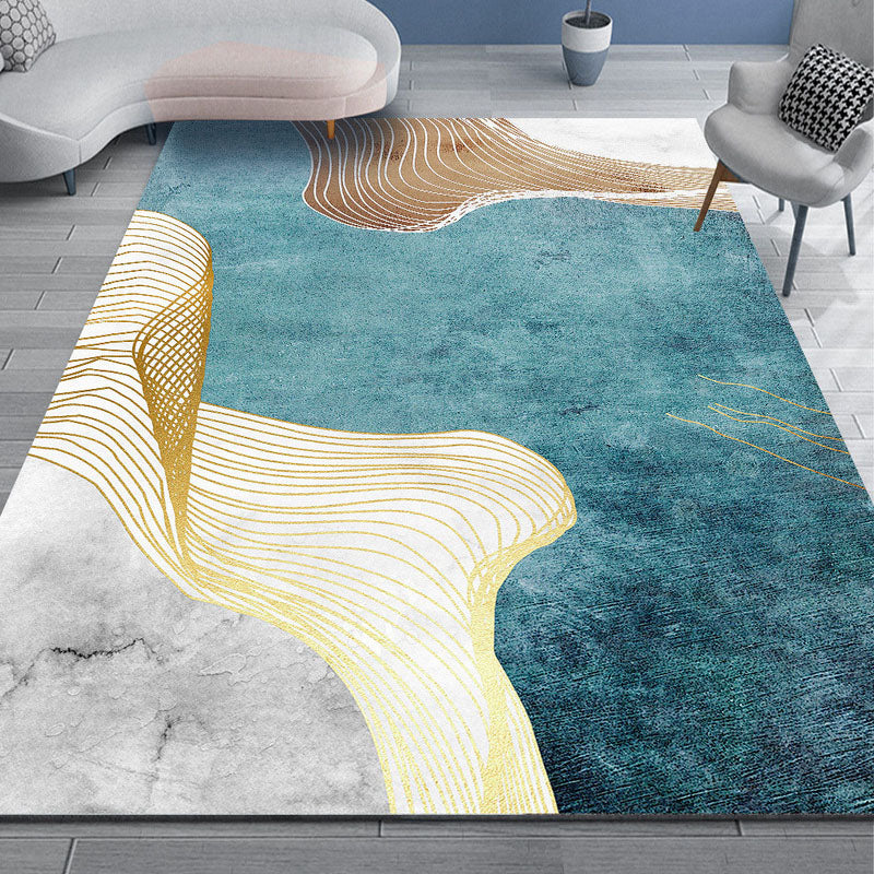 Yellow Sunflower Rug Polyester Modern Rug Washable Rug for Home Decor