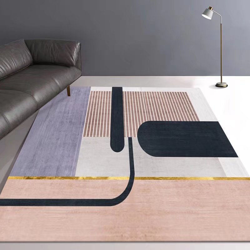 Grijs modern tapijt polyester geometrische print tapijt wasbaar tapijt voor woonkamer