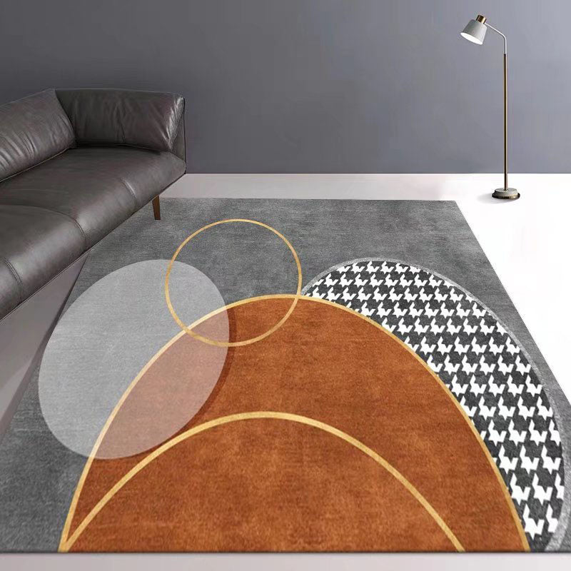 Grijs modern tapijt polyester geometrische print tapijt wasbaar tapijt voor woonkamer