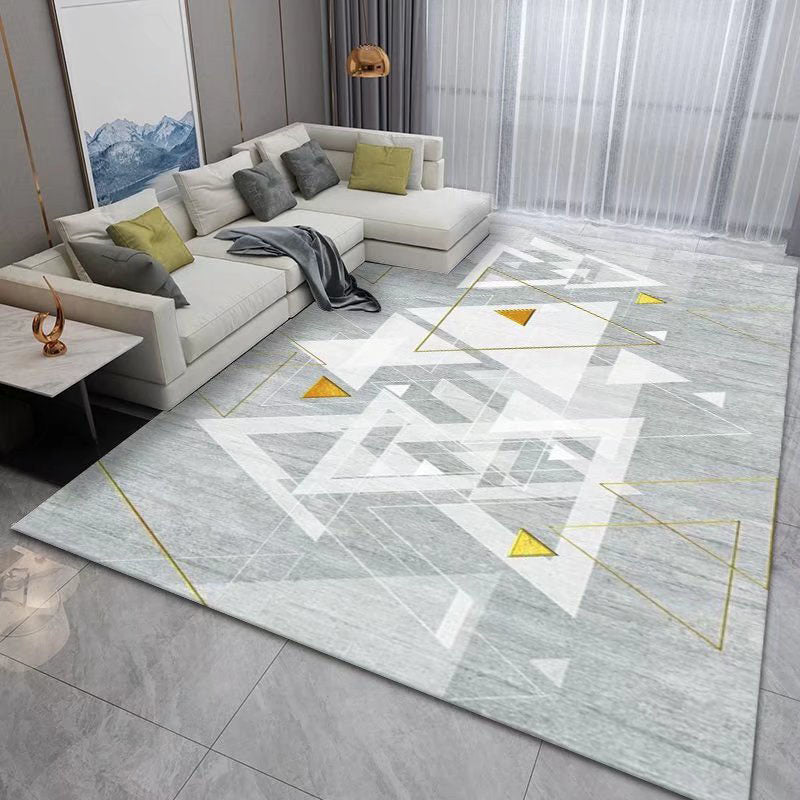 Navy Geometry Carpet Polyester Modern Carpet Washable Carpet for Home Decor