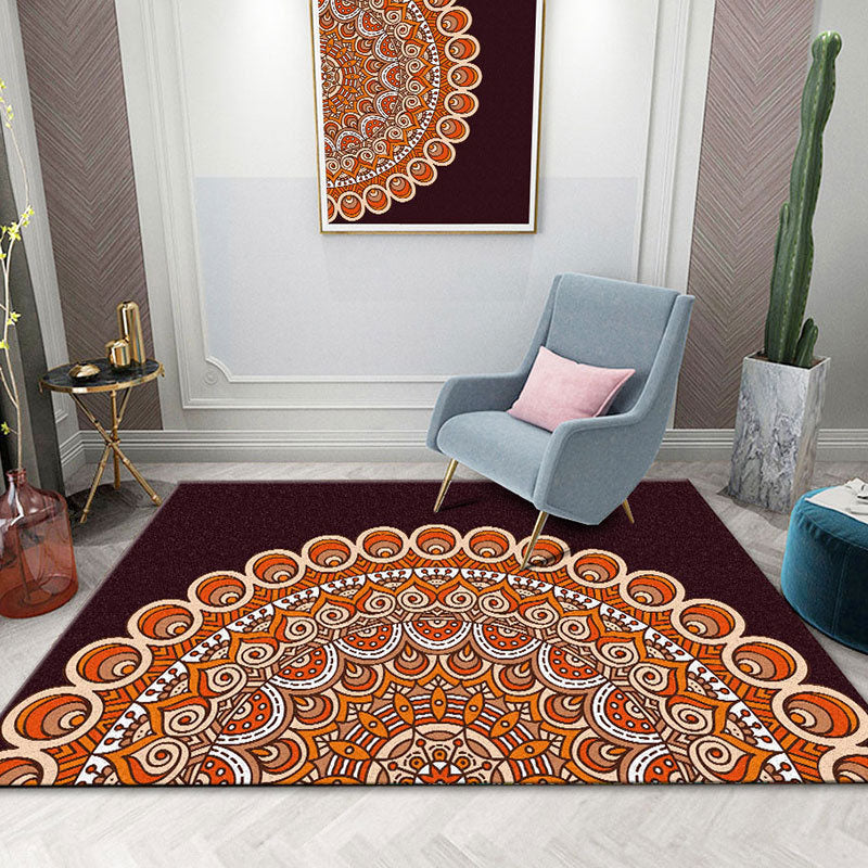 Black Morocco Carpet Polyester Graphic Area Carpet Non-Slip Backing Carpet for Living Room