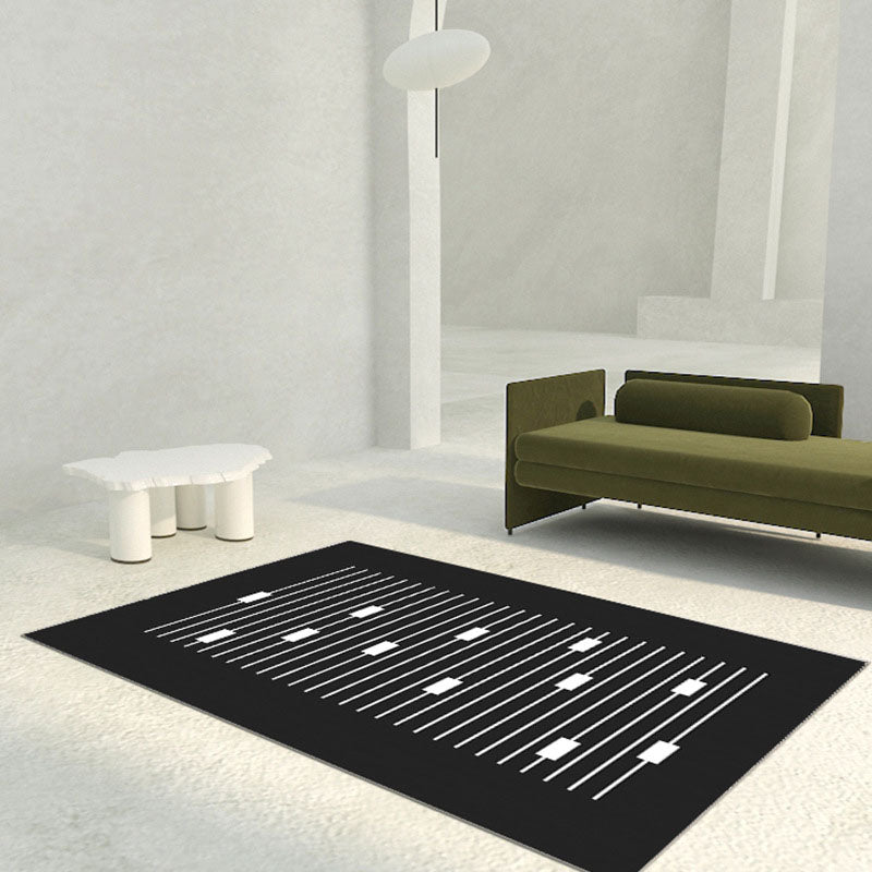Black Modern Carpet Polyester Triangle Carpet Non-Slip Backing Carpet for Drawing Room