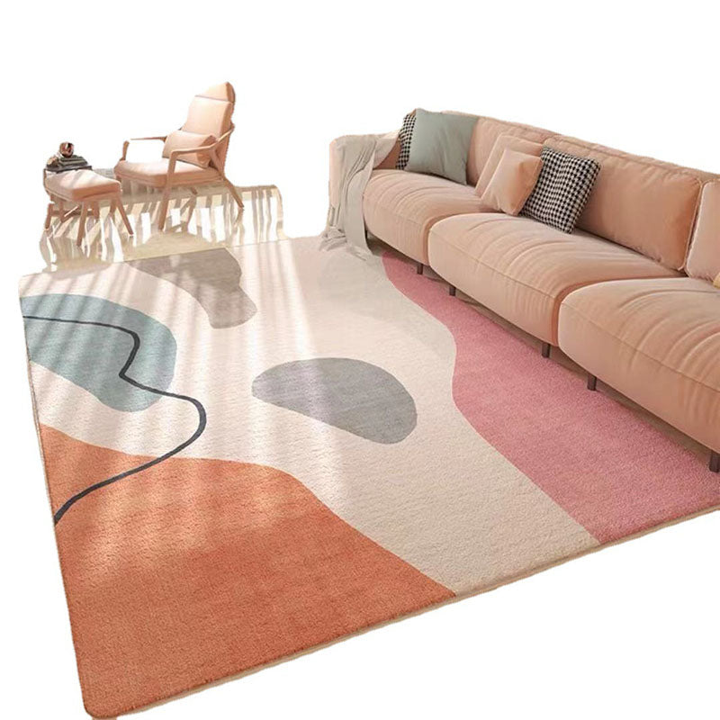 White Kids Rug Polyester Striped Rug Stain Resistant Rug for Living Room